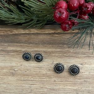 2 Pair sterling silver stud stamped earrings